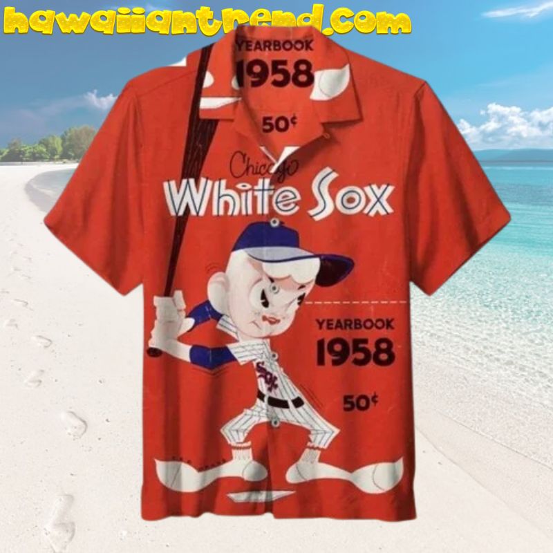 1958 Cartoon Batter Red Chicago White Sox Aloha Shirt