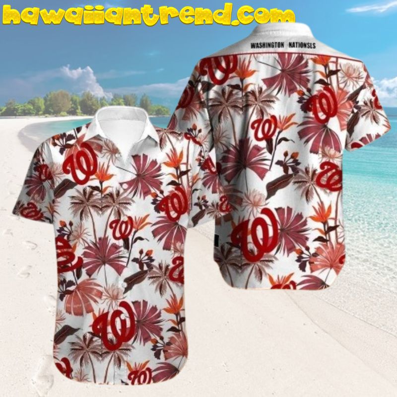 Autumn Glory Burnt Sienna Leaf Washington Nationals Hawaiian Shirt