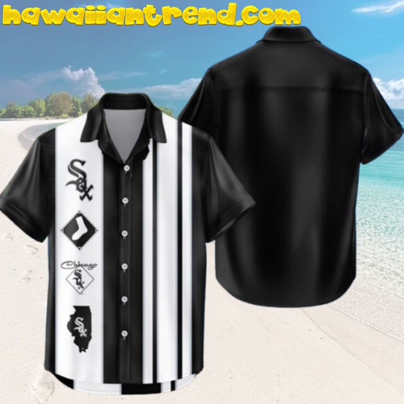 Chicago White Sox Classic Striped Black White Hawaiian Shirt