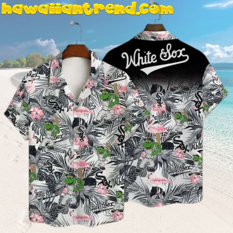Chicago White Sox Exotic Hibiscus Flamingo Mascot Hawaiian Shirt