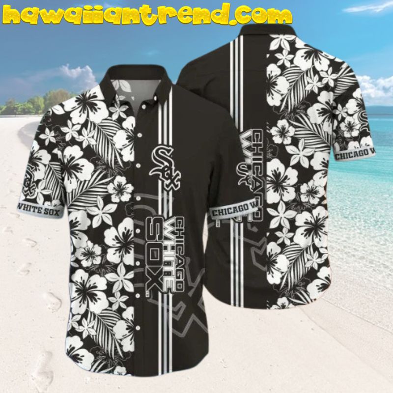 Chicago White Sox Floral Monochrome Hawaiian Shirt