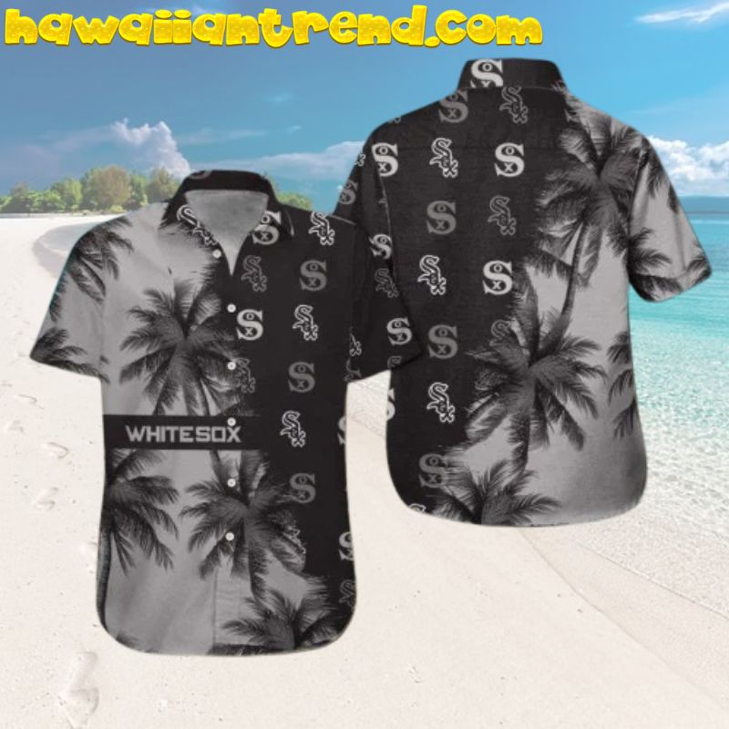 Chicago White Sox Gray Palm Silhouette Hawaiian Shirt