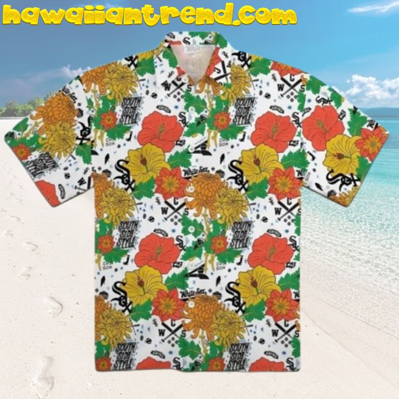 Chicago White Sox Tropical Floral Yellow Hibiscus Hawaiian Shirt