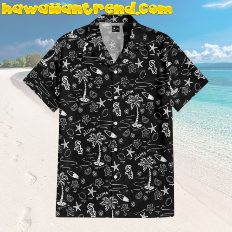 Chicago White Sox Tropical Gold Leaf Monstera Aloha Shirt
