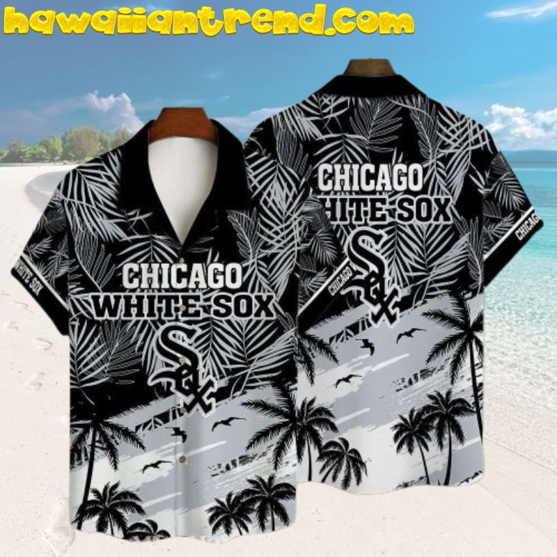 Chicago White Sox Tropical Simple Pattern White Theme Hawaiian Shirt