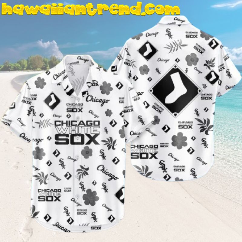Chicago White Sox Tropical Island Hibiscus Flower Grey Hawaiian Shirt