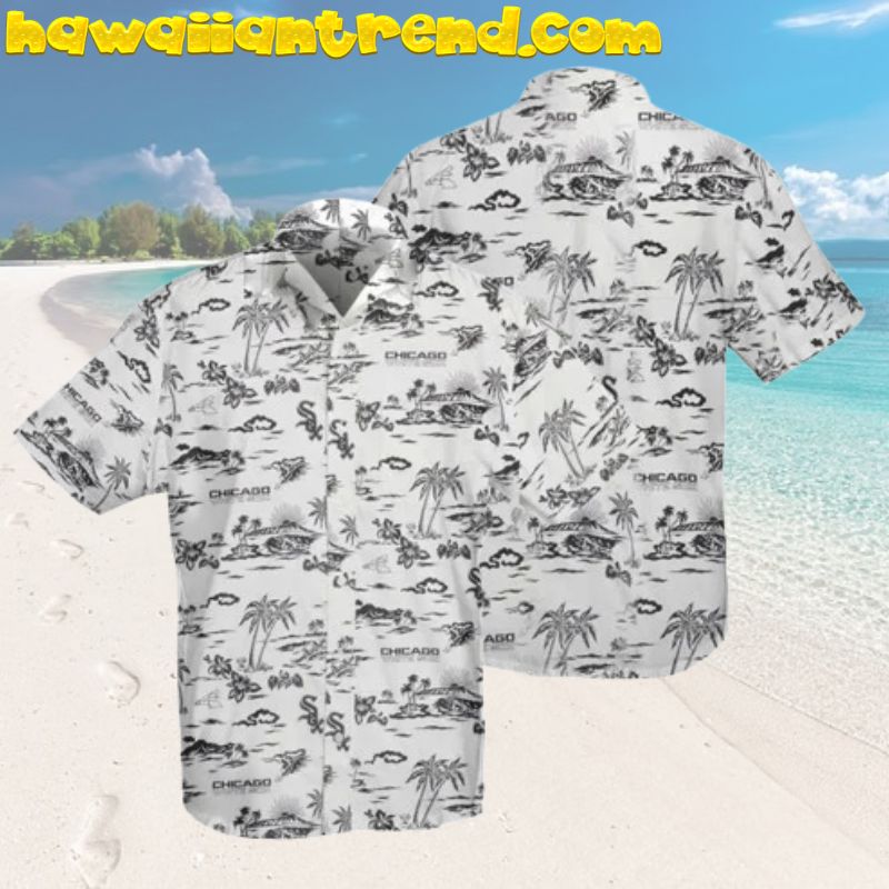 Chicago White Sox Tropical Palm Silhouette And Seagull Hawaiian Shirt