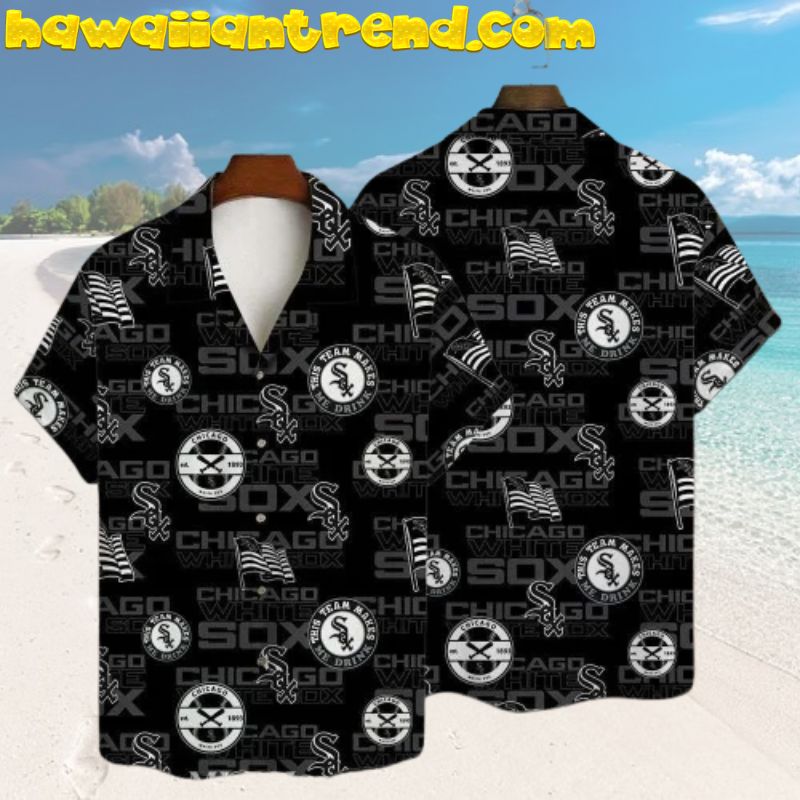 Chicago White Sox Urban Chic Monochrome Vintage Square Pattern Hawaiian Shirt