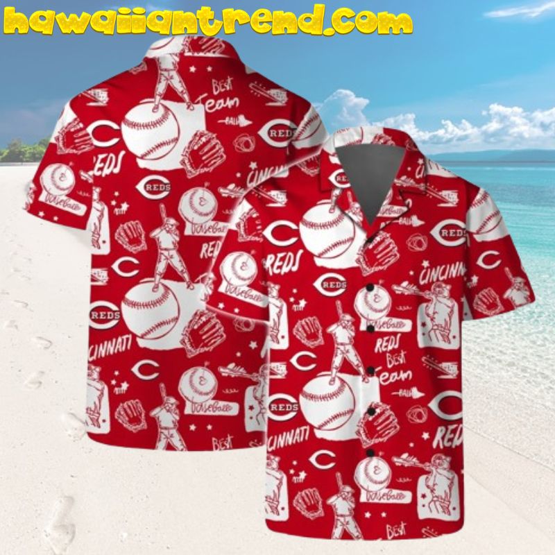 Cincinnati Reds Best Team Baseball Sketch Hawaiian Shirt