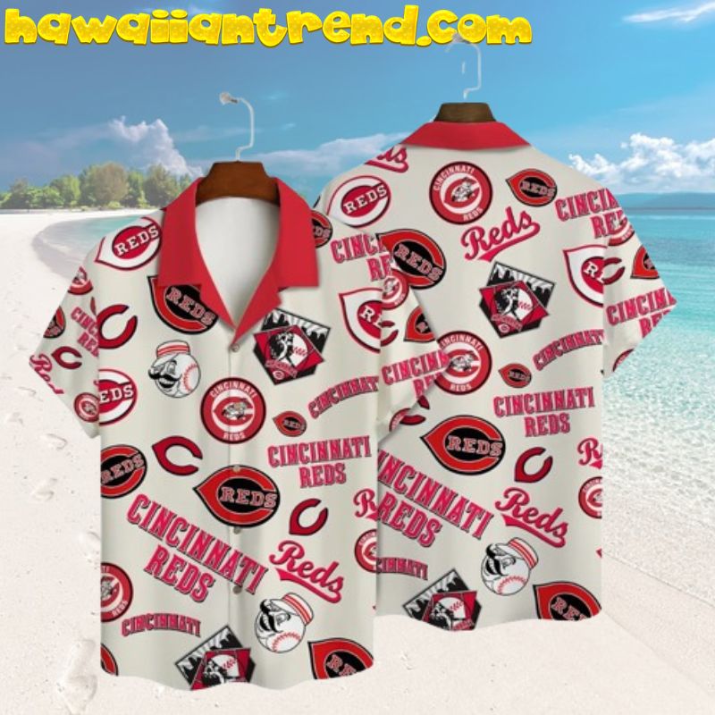 Cincinnati Reds Pinstripe Fun MLB Hawaiian Shirt