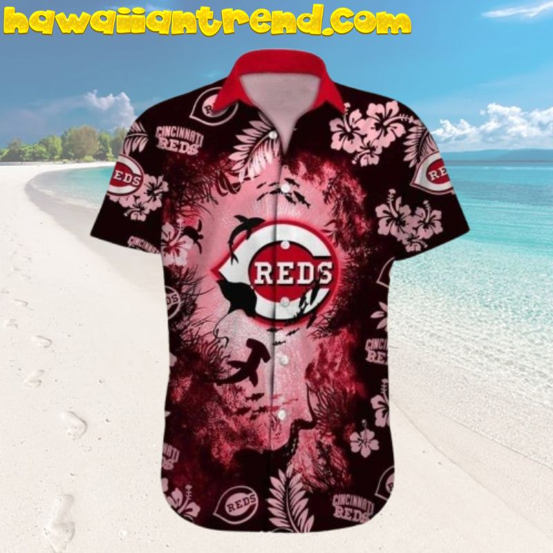 Cincinnati Reds Retro Logo Aloha Hawaiian Shirt
