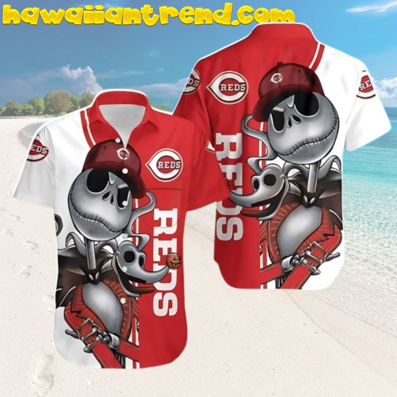 Cincinnati Reds Simple Logo Tropical Leaves And Florals MLB Hawaiian Shirt