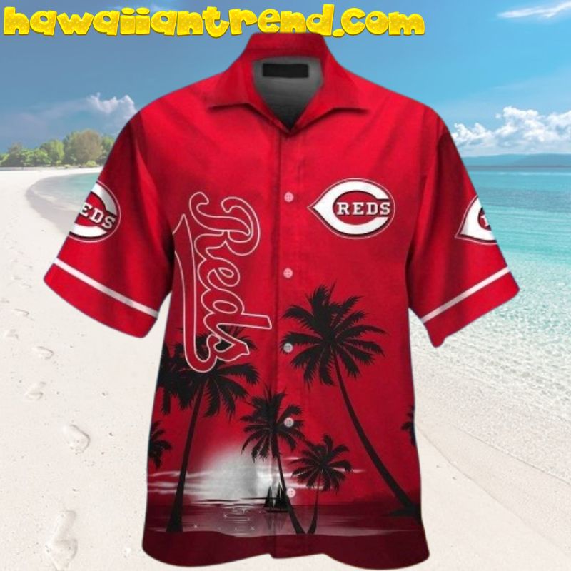 Cincinnati Reds Sunset On Palm Island Hawaiian Shirt