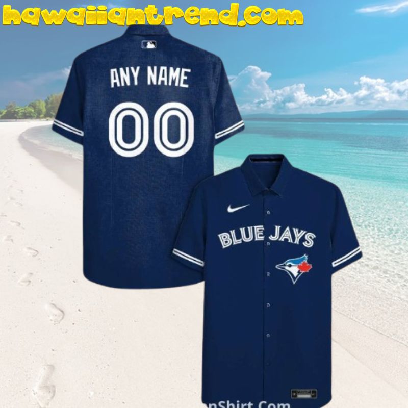 Custom Name And Number Classic Navy Toronto Blue Jays Hawaiian Shirt