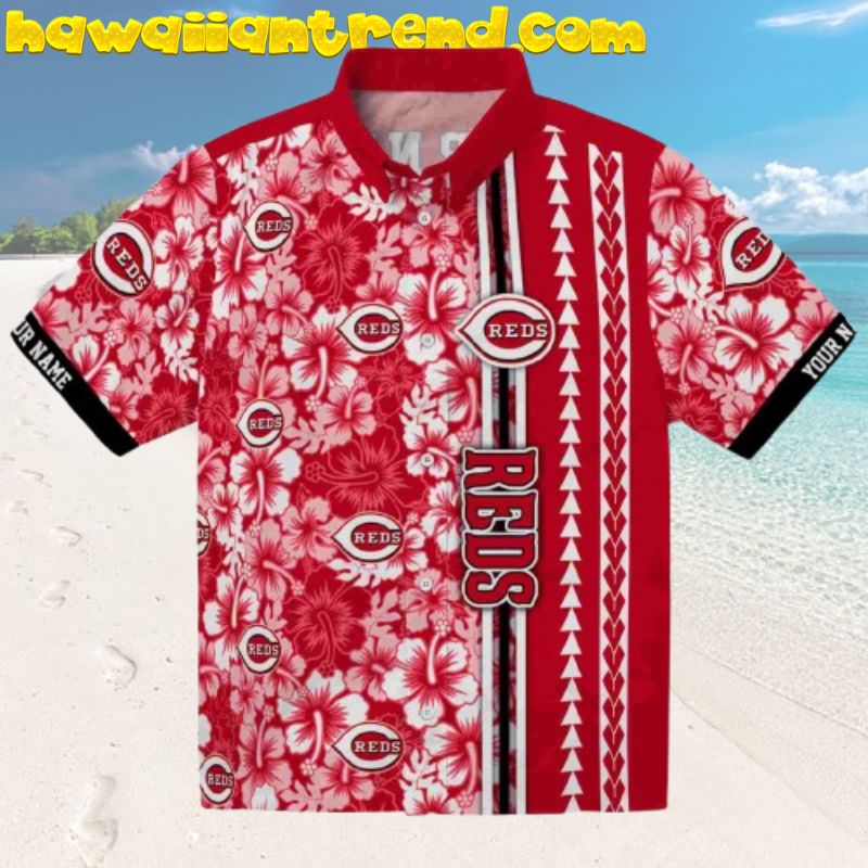 Cincinnati Reds Tropical Summer Hibiscus Mascot Hawaiian Shirt