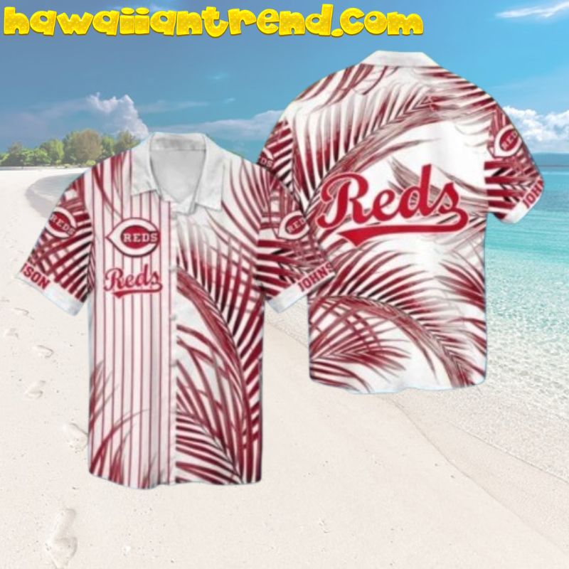 Custom Name Cincinnati Reds Hibiscus Arrows Red White Hawaiian Shirt