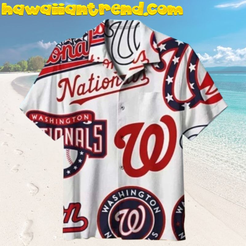 Giant Logo Printted Washington Nationals Vintage Hawaiian Shirt
