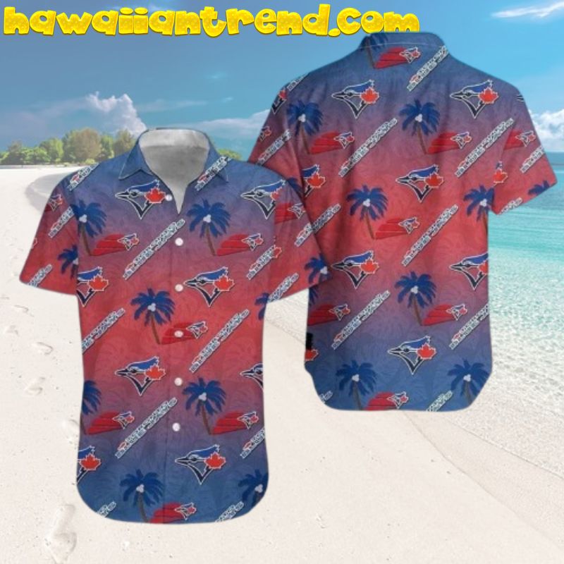 Gradient Red And Blue Toronto Blue Jays Aloha Shirt