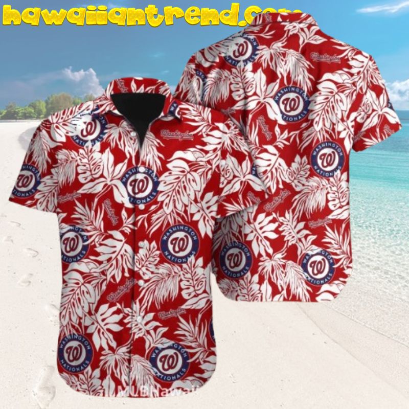 Jungle Print White Nationals Hawaiian Shirt