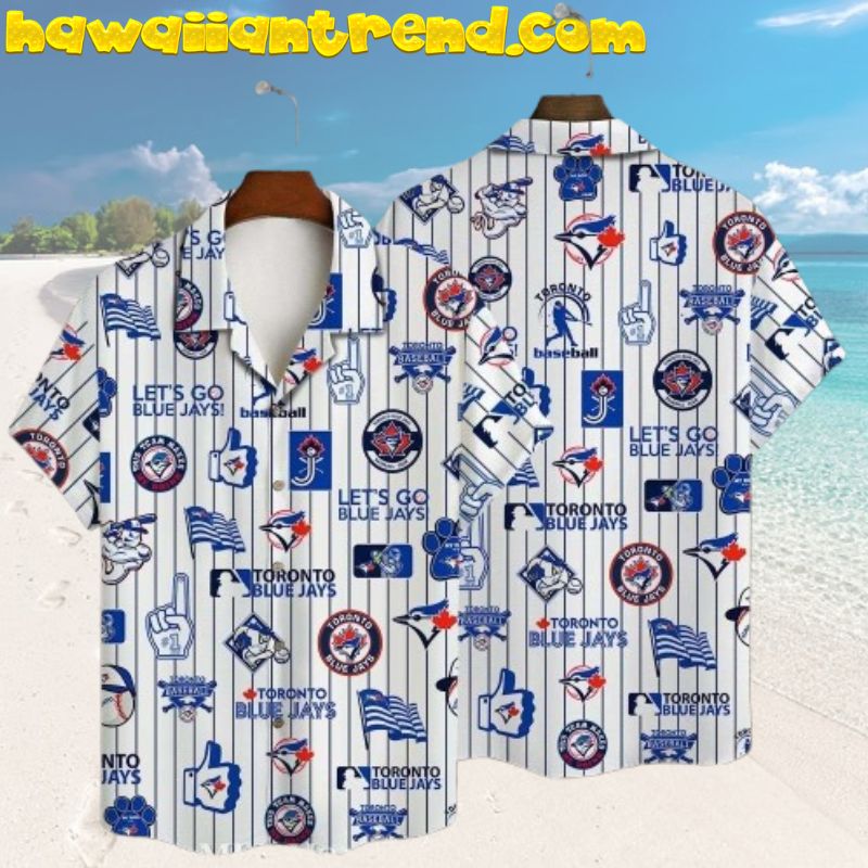 Let’s Go Blue Jays Baseball Stripe Hawaiian Shirt