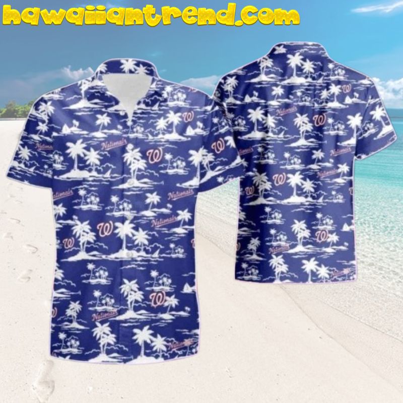 Midnight Island Washington Nationals White Design Hawaiian Shirt