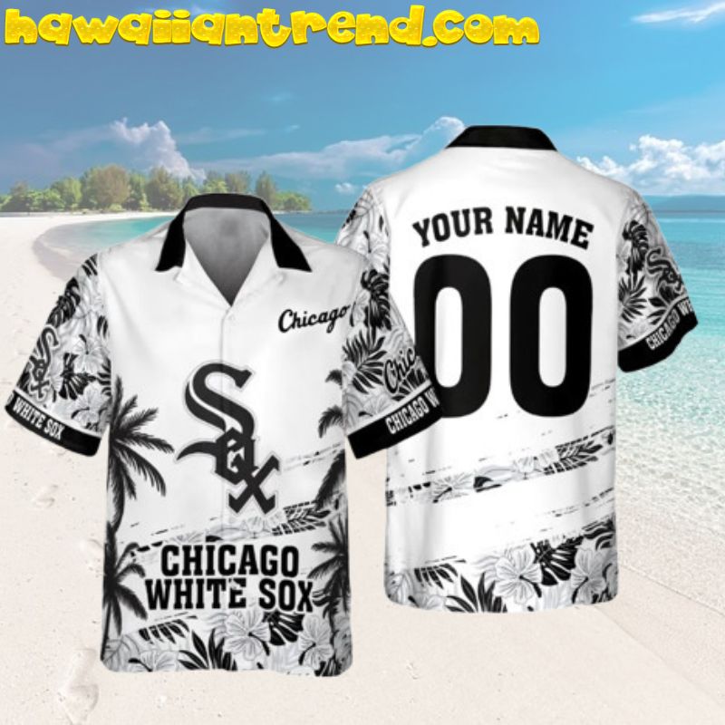 Personalized Chicago White Sox Tropical Beach Design Leaf Aloha Hawaiian Shirt