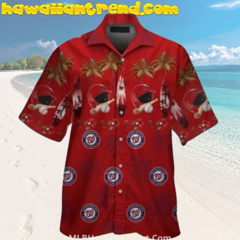 Red Beach Gear Surfboard Washington Nationals Aloha Shirt