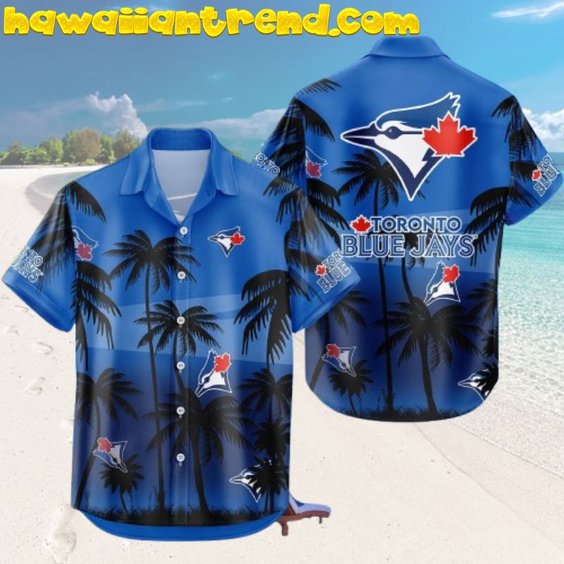 Toronto Blue Jays Coconut Tree Night Theme Hawaiian Shirt