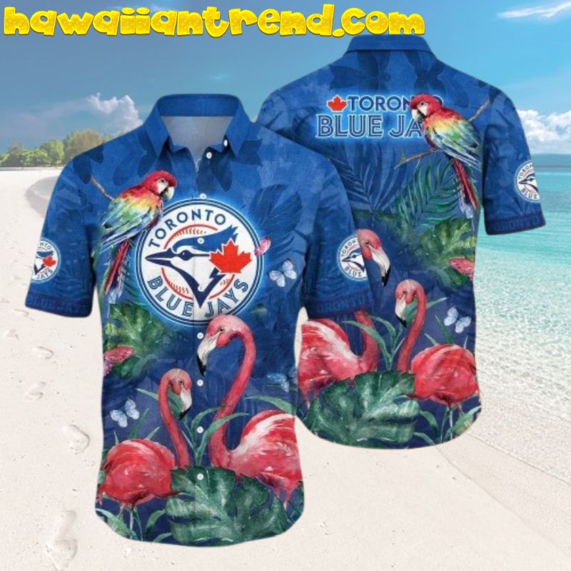 Toronto Blue Jays Exotic Flamingo And Parrot Aloha Shirt