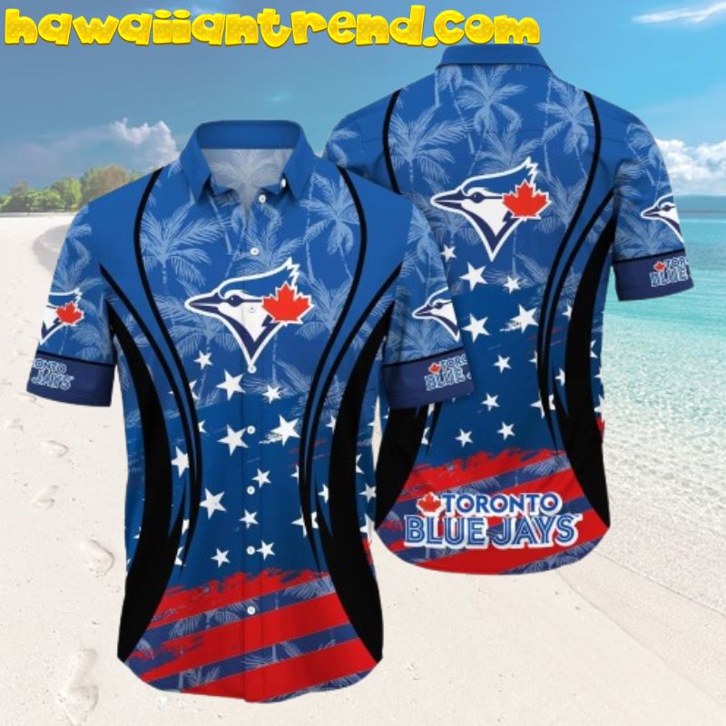 Toronto Blue Jays MLB Star Pattern Palm Tree Forest Hawaiian Shirt