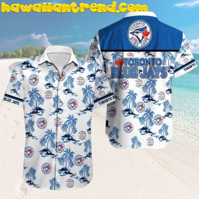 Toronto Blue Jays MLB Star Pattern Palm Tree Forest Hawaiian Shirt
