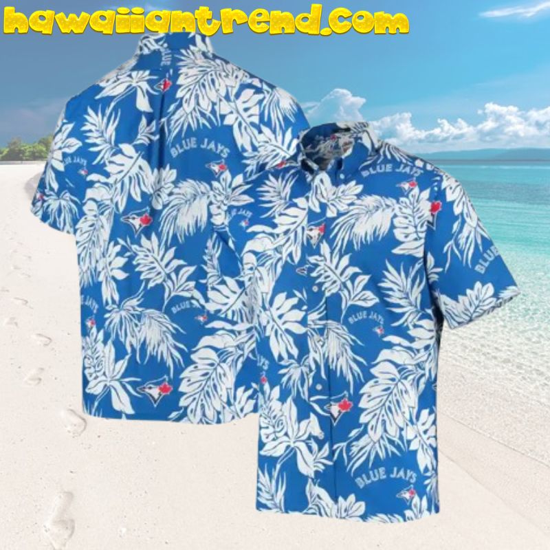 Toronto Blue Jays Tropical Waves Hibiscus Floral Hawaiian Shirt
