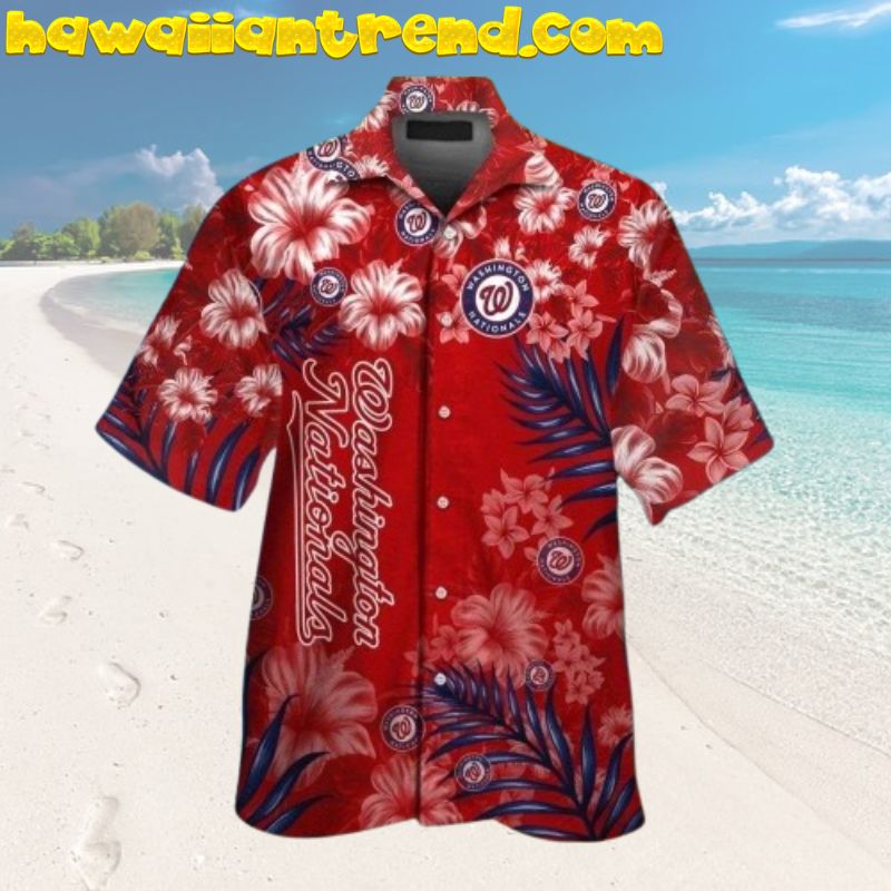 Washington Nationals Cute Shark Red Theme Hawaiian Shirt