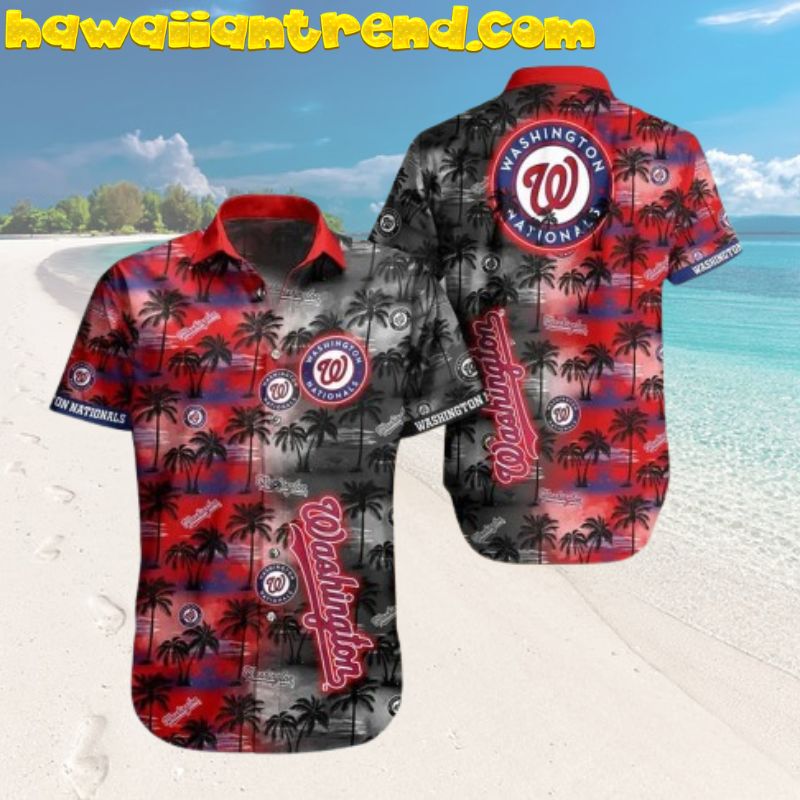 Washington Nationals Island Paradise Summer Black Hawaiian Shirt