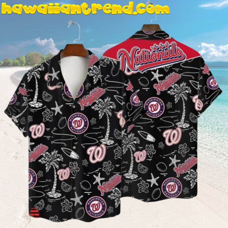 Washington Nationals Island Paradise Summer Black Hawaiian Shirt