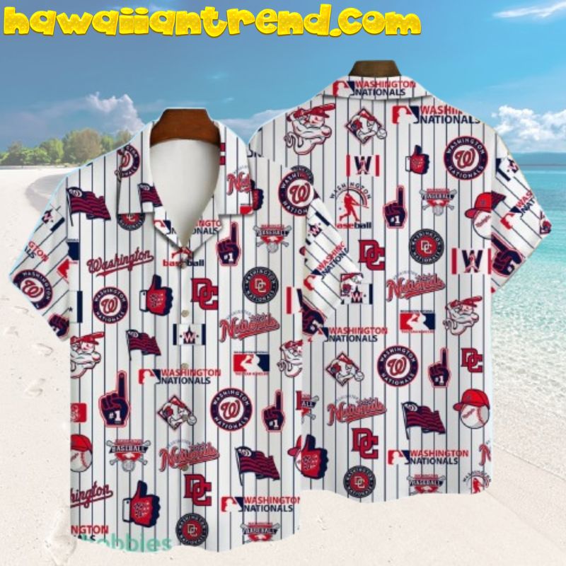 Washington Nationals Major League Baseball Iconic Icon Stripe Hawaiian Shirt