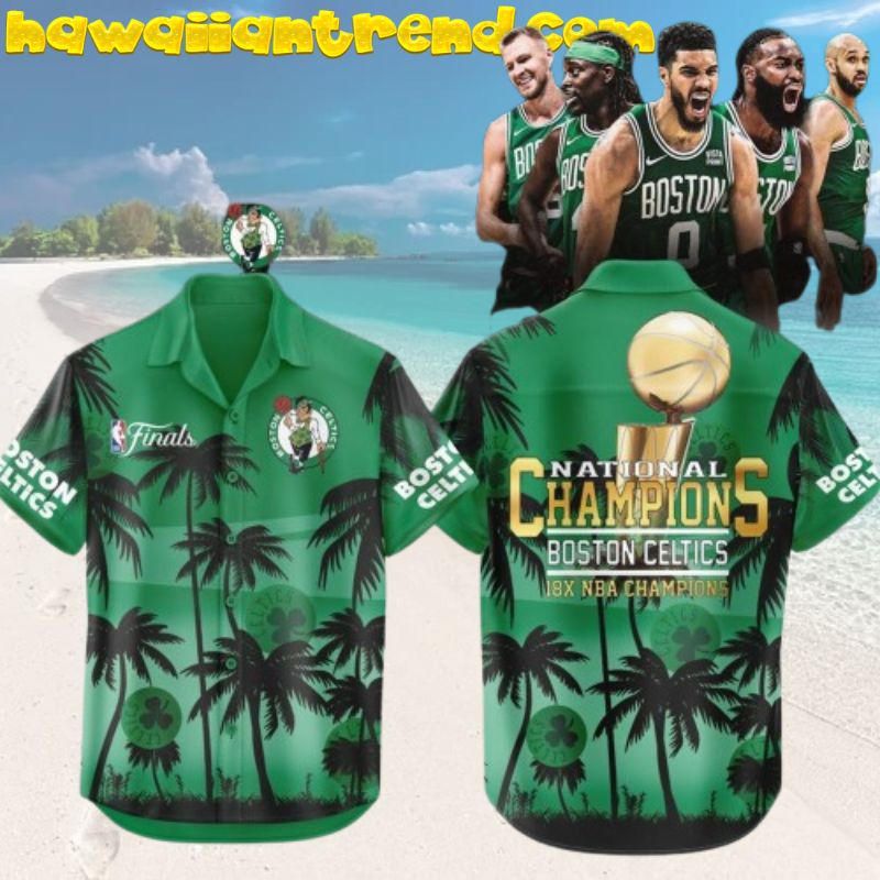 Boston Celtics 18 Time Finals Champions NBA Palm Tree Hawaiian Shirt