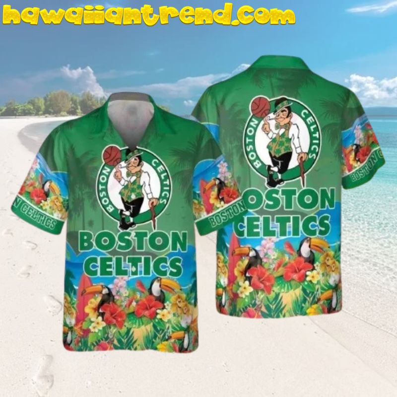 Boston Celtics Floral Tropical Beach Toucan Hawaiian Shirt