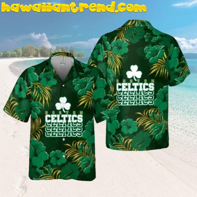 Boston Celtics Green Paradise Monstera Hawaiian Shirt