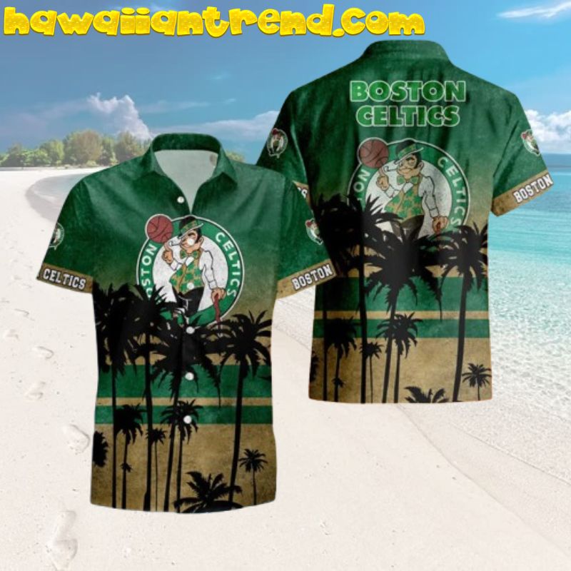 Boston Celtics Tropical Sunset On Palm Issland Hawaiian Shirt