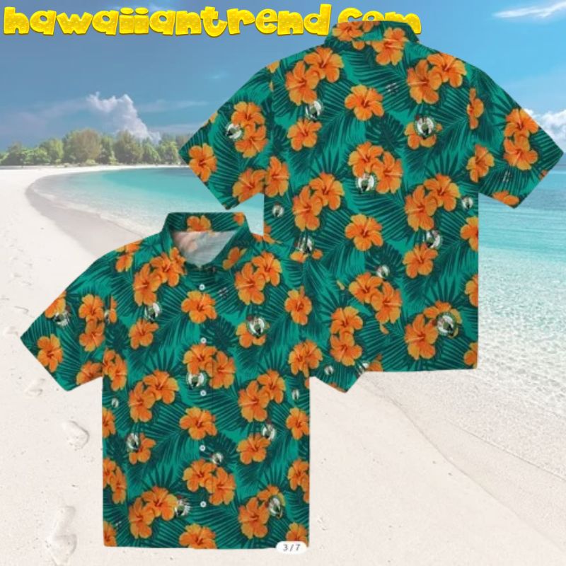 Boston Celtics White Palm Tree Motif Seamless Hawaiian Shirt