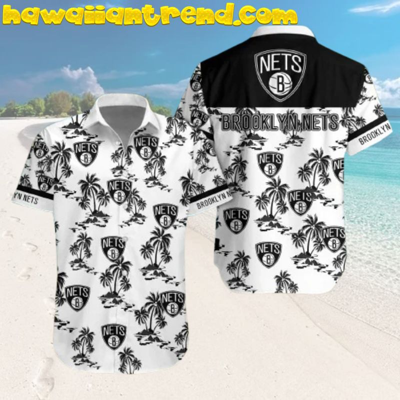 Brooklyn Nets Coconut Island Black Pattern Hawaiian Shirt