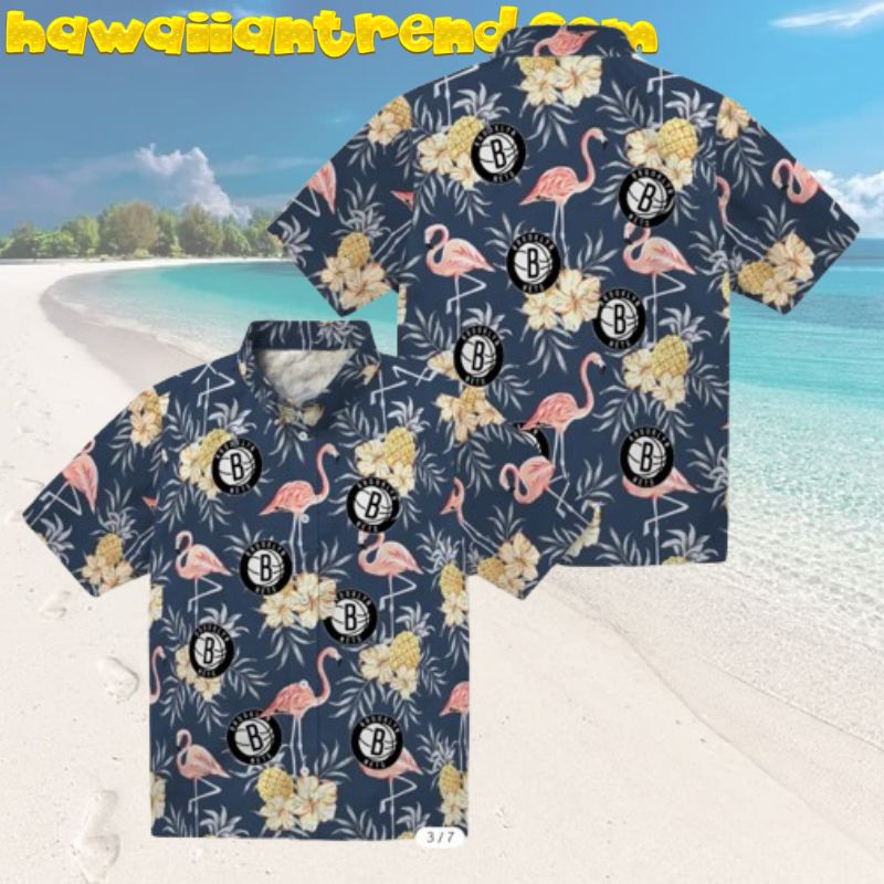 Brooklyn Nets Flamingo Hibiscus Floral Pineapple Hawaiian Shirt