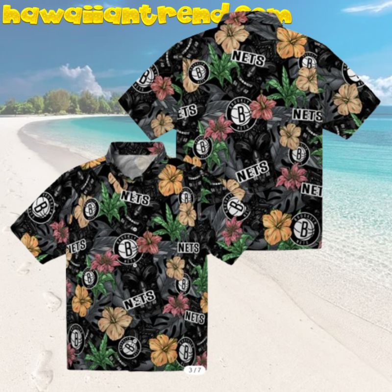Brooklyn Nets Hibiscus Colorful Tiki Jungle Hawaiian Shirt