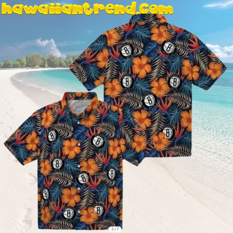 Brooklyn Nets Hibiscus Foliage Palm Leaf Hawaiian Shirt