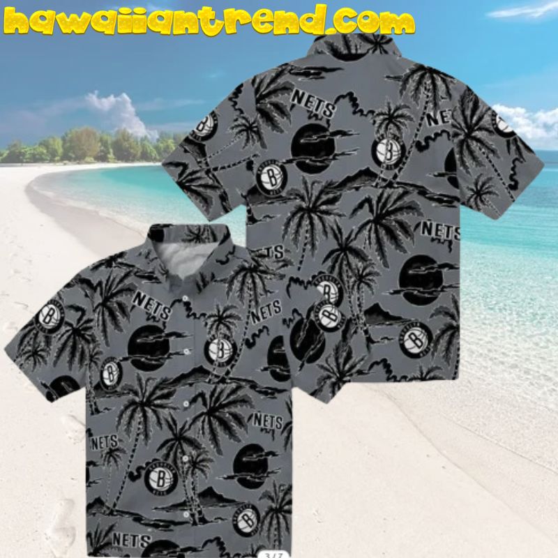 Brooklyn Nets Sunset On Palm Island Hawaiian Shirt