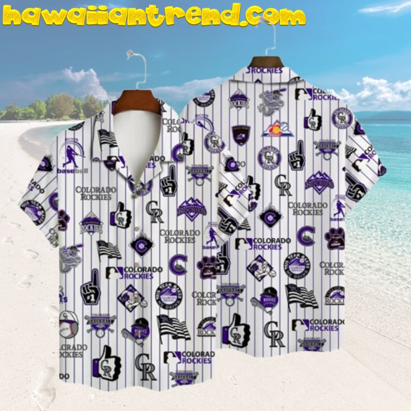 Colorado Rockies Iconic Icon Striped Aloha Hawaiian Shirt