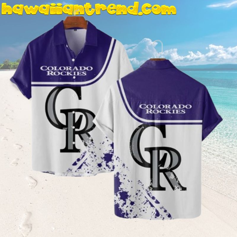 Colorado Rockies Minimalist Splash Logo Vintage Hawaiian Shirt