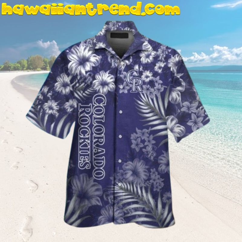 Colorado Rockies Nautical Palm Leaf Hibiscus MLB Hawaiian Shirt