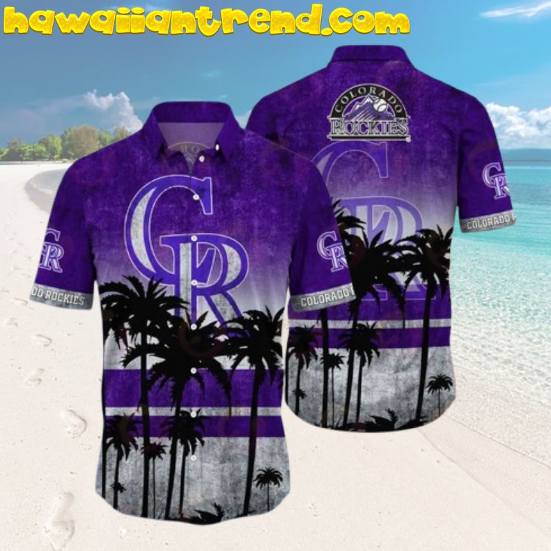 Colorado Rockies Nigh Theme On Palm Island Hawaiian Shirt
